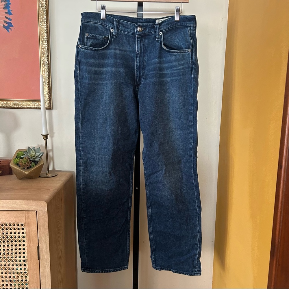 Rag & Bone Harlow Mid-Rise Straight Jeans Teo Blue Denim $248 Size 31 (US 12) - Picture 2 of 8